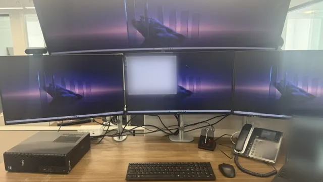 A multi-monitor workstation we set up for a client